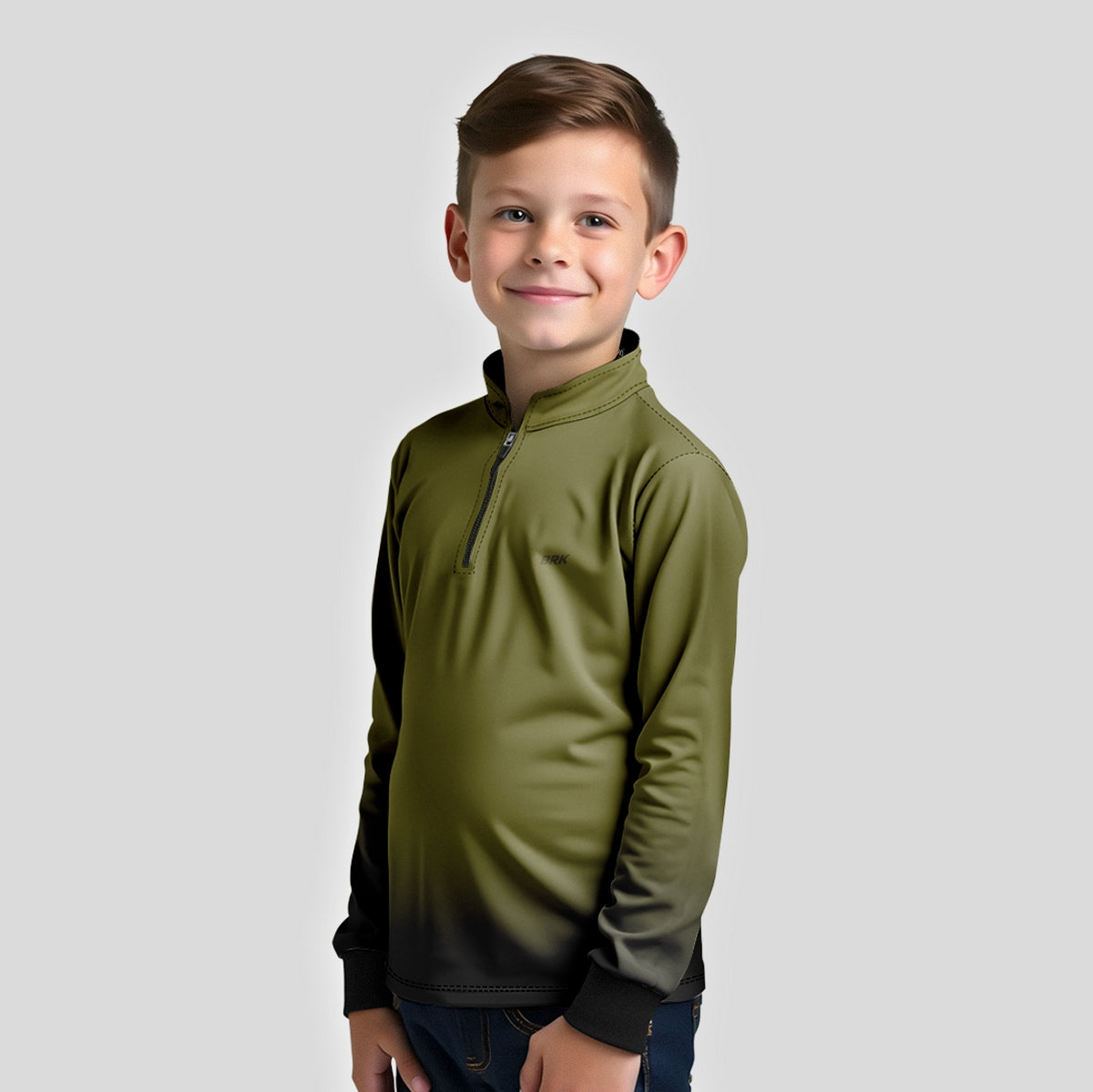 Camisa Agro Infantil Brk Unissex Basic Verde Musgo com Proteção Solar UV50+ - Brk Agro
