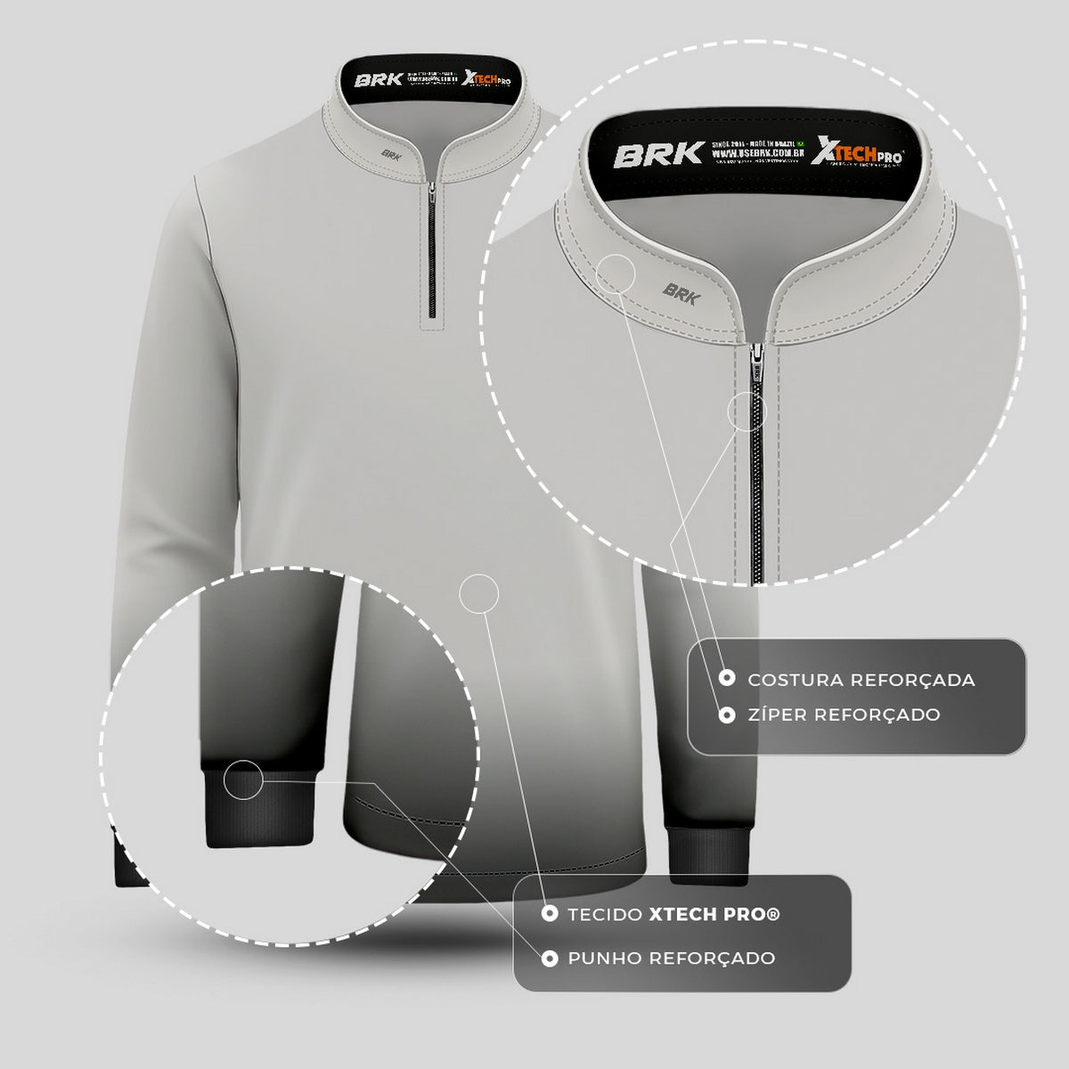 Camisa Infantil Brk Agro Unissex Basic Cinza Claro com Proteção Solar UV50+ - Brk Agro