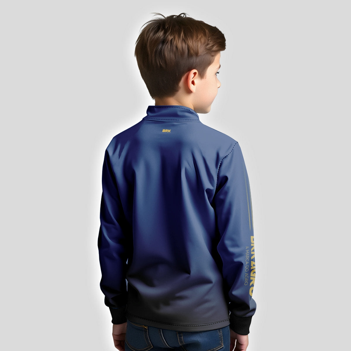 Camisa Infantil Agro Brk Básica Azul e Amarelo com Proteção UV50+ - Brk Agro