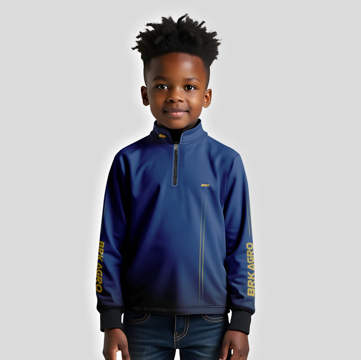 Camisa Infantil Agro Brk Básica Azul e Amarelo com Proteção UV50+ - Brk Agro