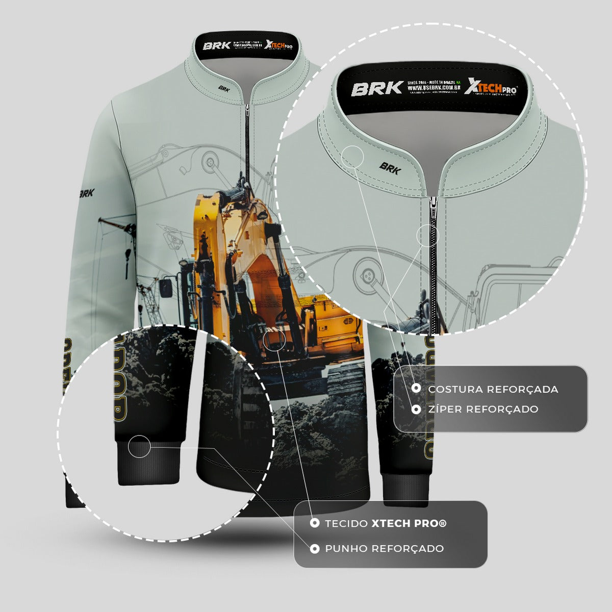 Camisa Agro Brk Operador de Máquinas Escavadeira com UV50+ - Brk Agro