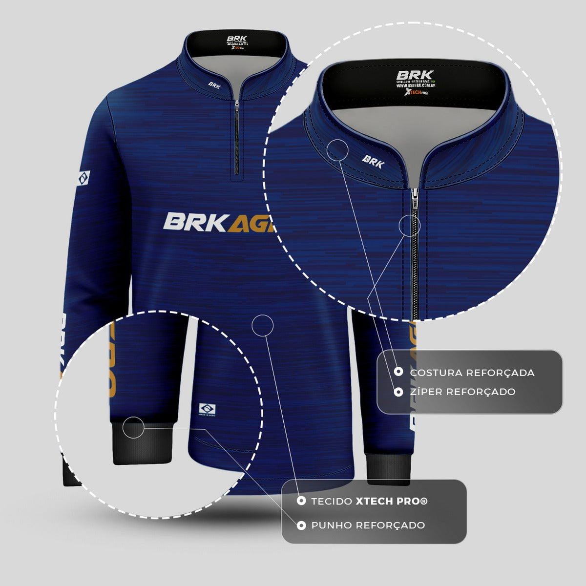 Camisa Agro Brk Mescla Azul Petróleo com Proteção Solar UV50+ - Brk Agro