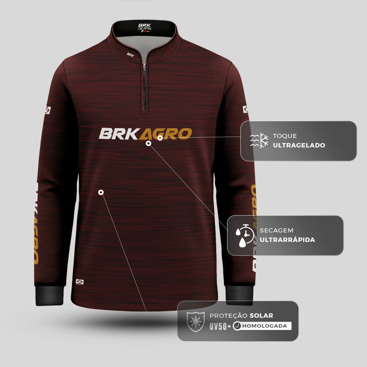 Camisa Agro Brk Mescla Marrom Yellowstone com Proteção Solar UV50+ - Brk Agro