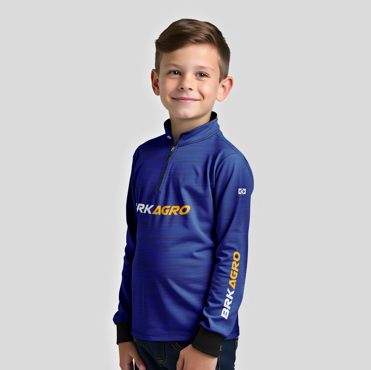 Camisa Agro Infantil Brk Mescla Azul Royal com Proteção UV50 - Brk Agro