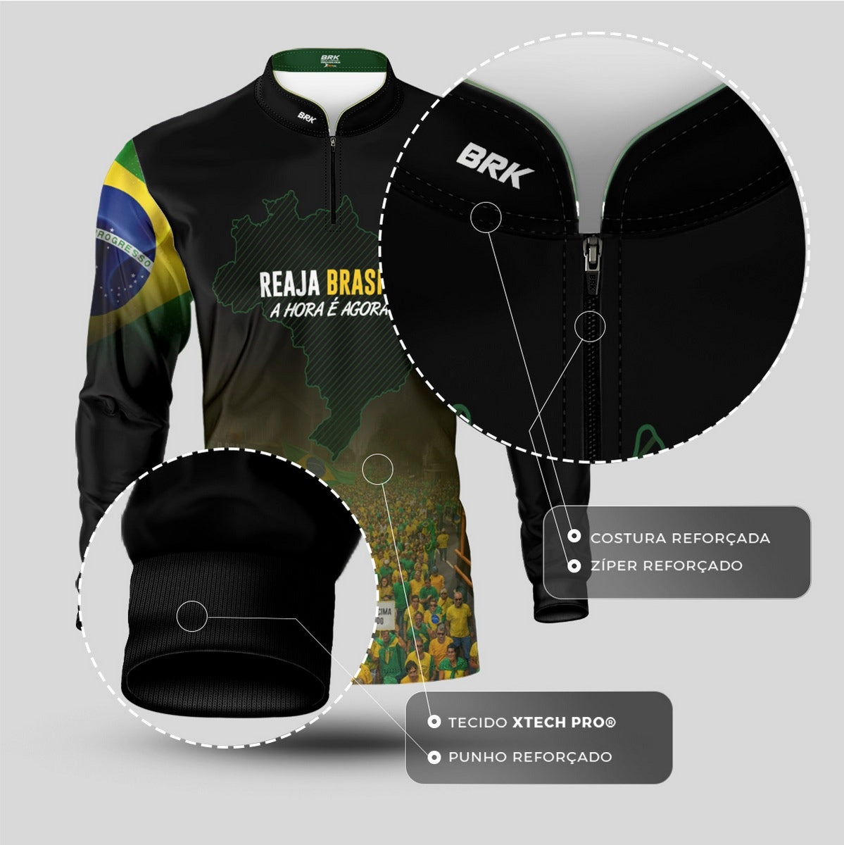 Camisa Agro Brk Reaja Brasil com Proteção UV50 - Brk Agro