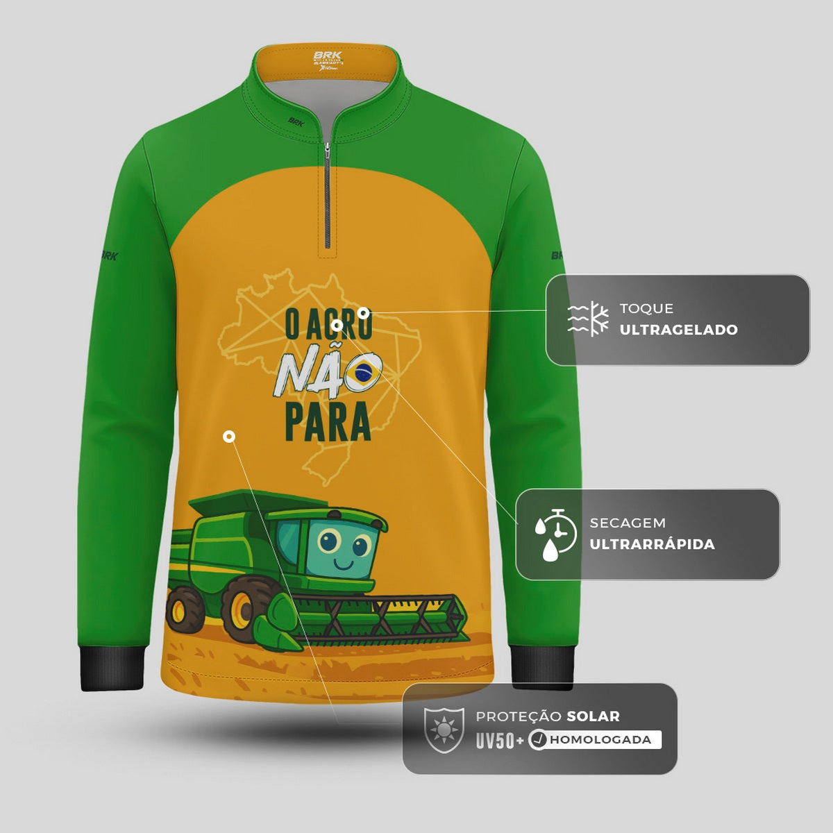 Camisa Agro Kids Brk O Agro Não Para com Proteção UV50 - Brk Agro