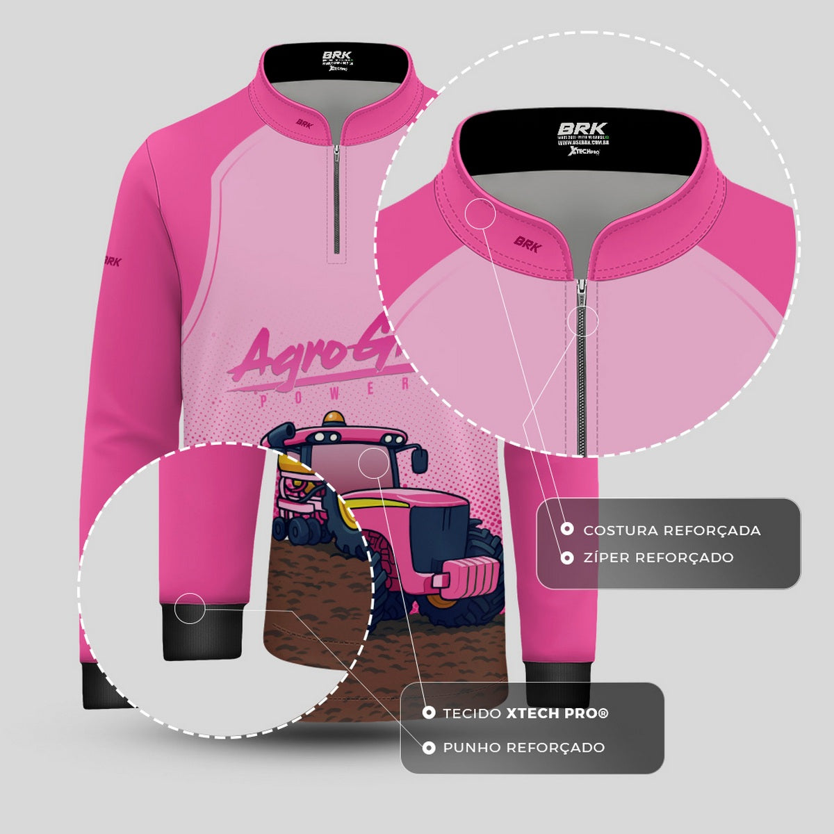 Camisa Agro Kids Brk Agrogirl Proteção UV50 + Revista para Colorir e Entrega FULL - Brk Agro