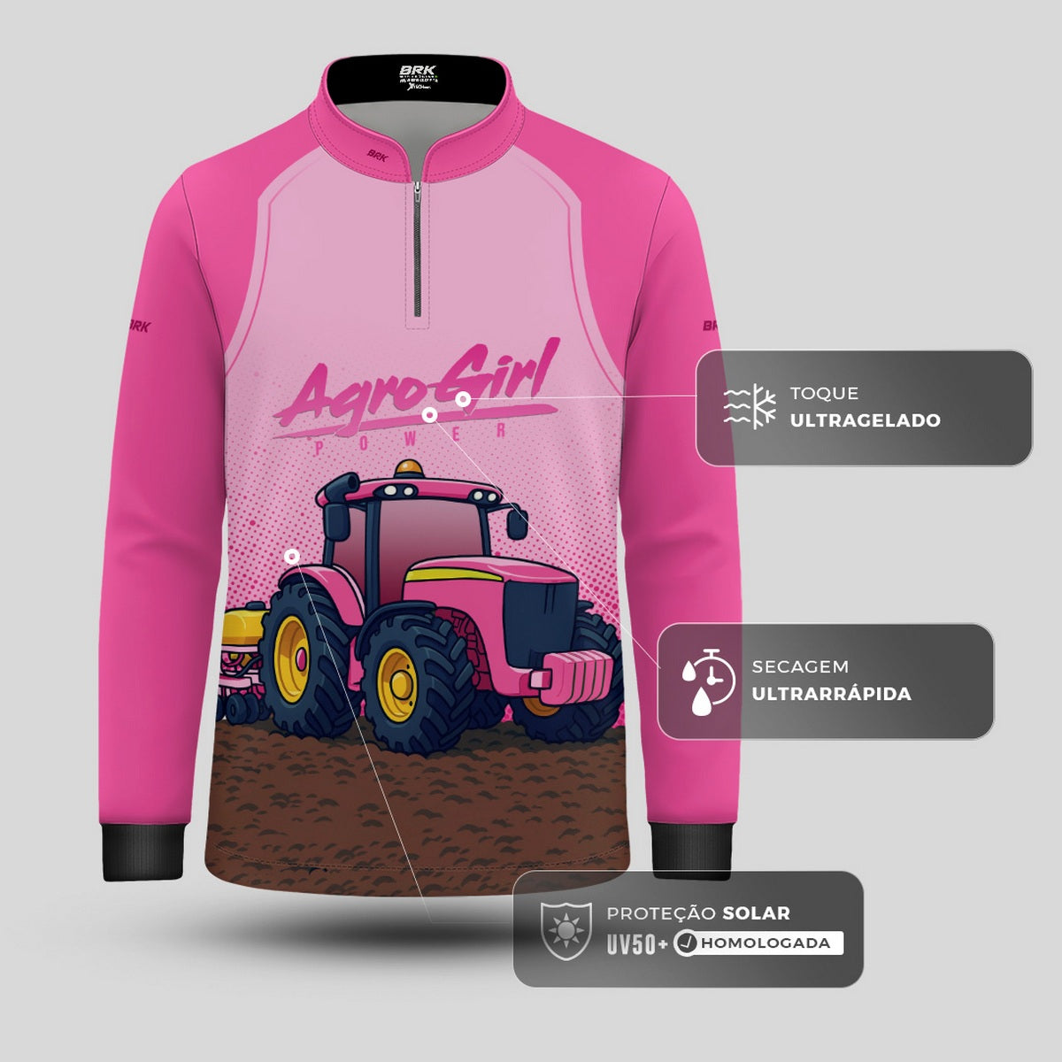 Camisa Agro Kids Brk Agrogirl Proteção UV50 + Revista para Colorir e Entrega FULL - Brk Agro
