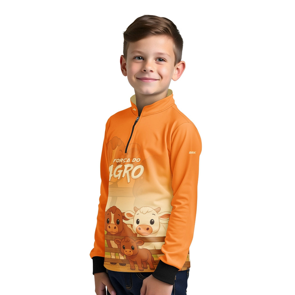 Camisa Agro Kids Brk Laranja Animais do Campo com Proteção UV50 - Brk Agro