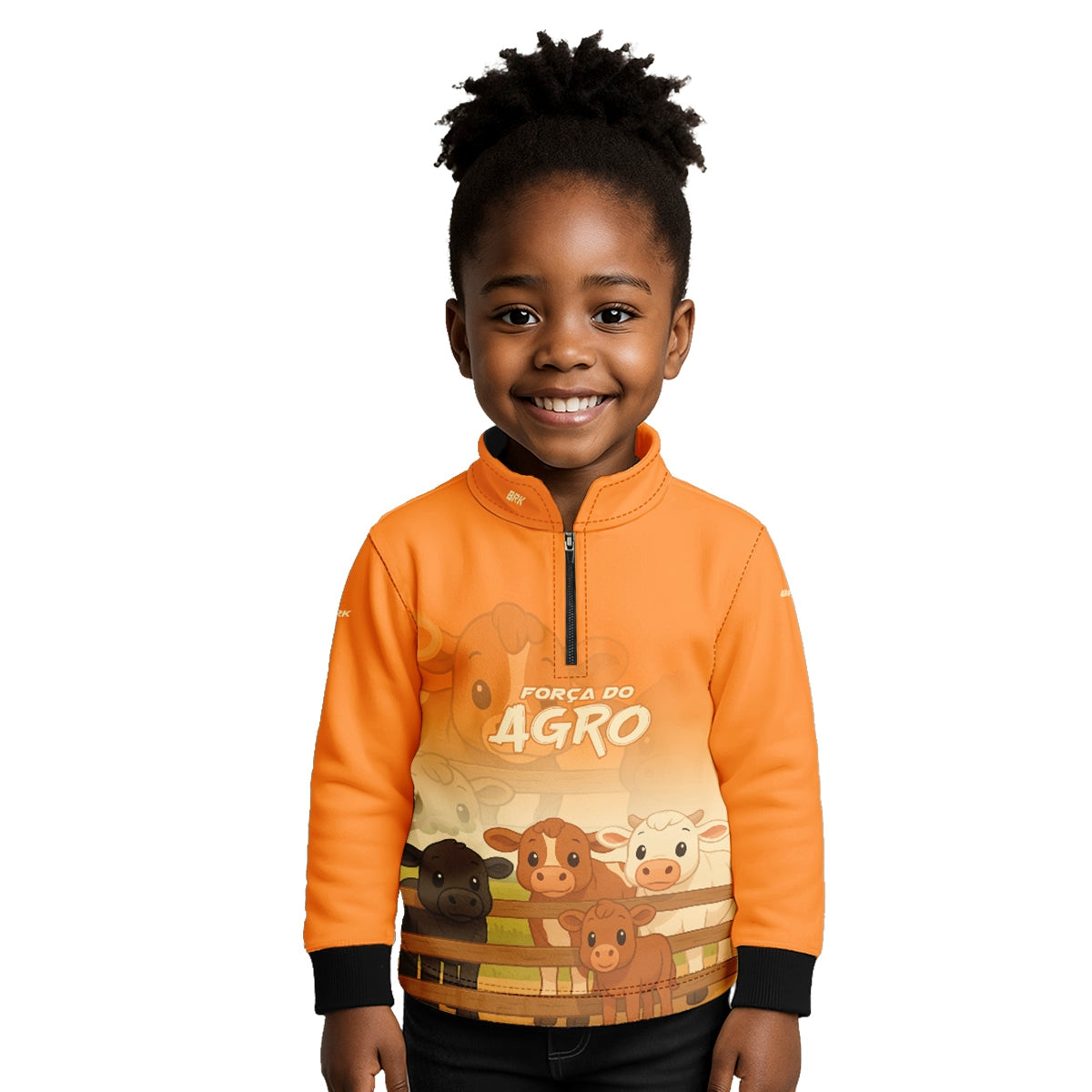 Camisa Agro Kids Brk Laranja Animais do Campo com Proteção UV50 - Brk Agro