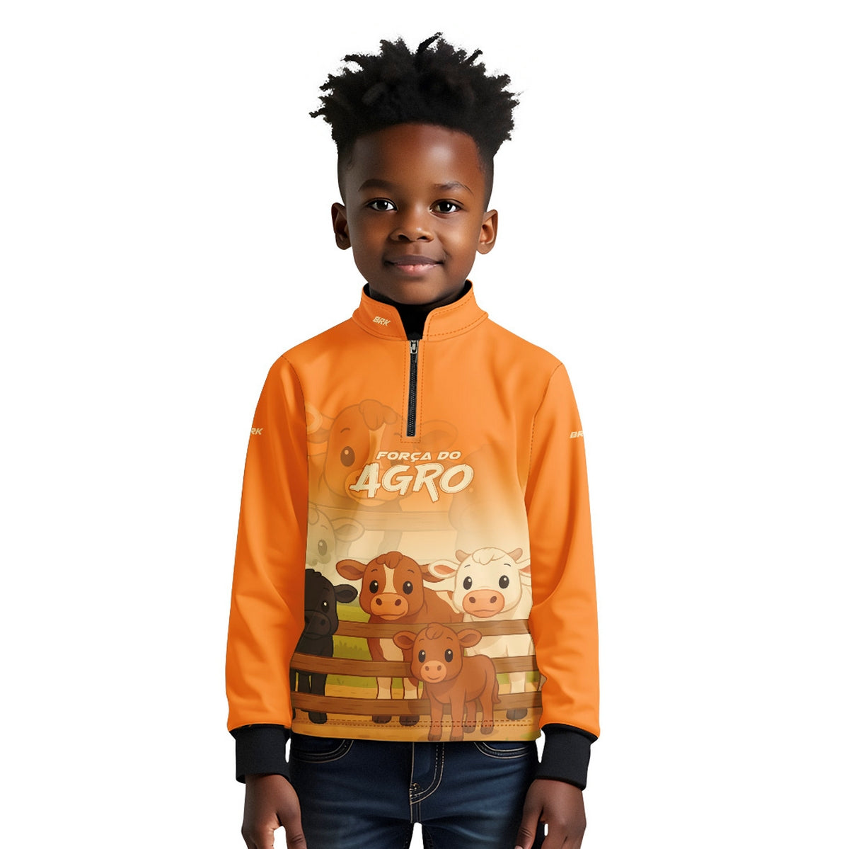 Camisa Agro Kids Brk Laranja Animais do Campo com Proteção UV50 - Brk Agro
