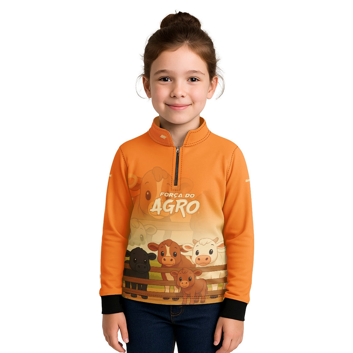 Camisa Agro Kids Brk Laranja Animais do Campo com Proteção UV50 - Brk Agro