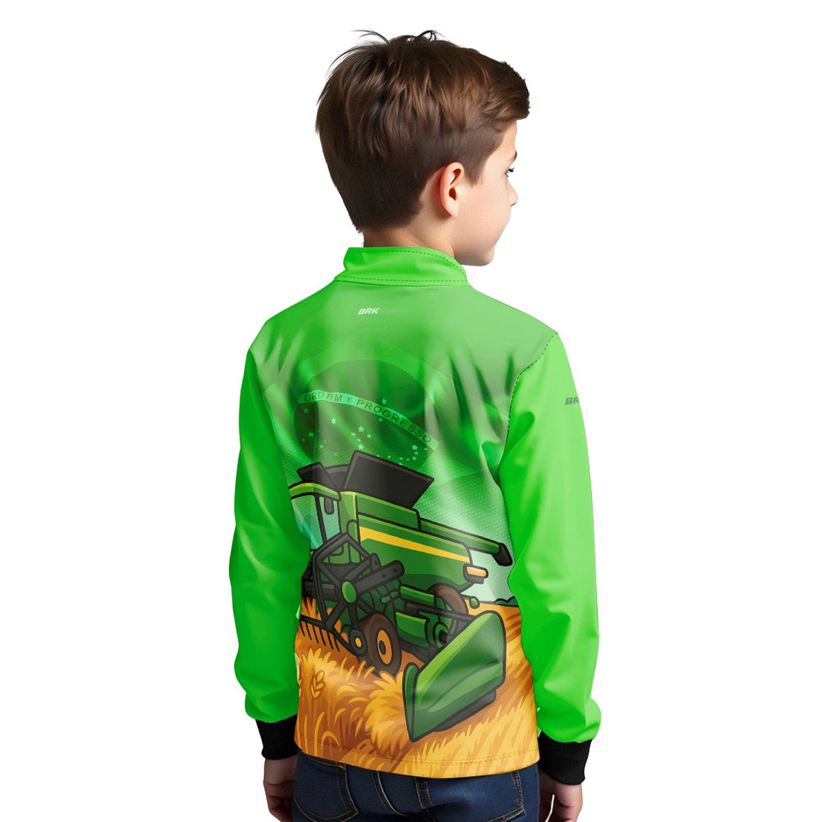 Camisa Agro Kids Brk Verde Colheitadeira com Proteção UV50 - Brk Agro