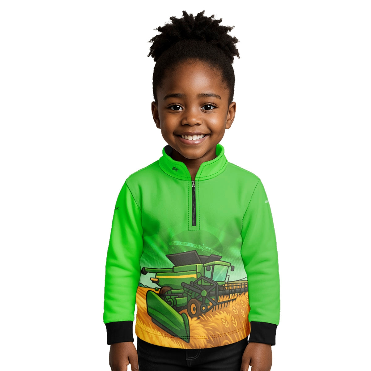 Camisa Agro Kids Brk Verde Colheitadeira com Proteção UV50 - Brk Agro