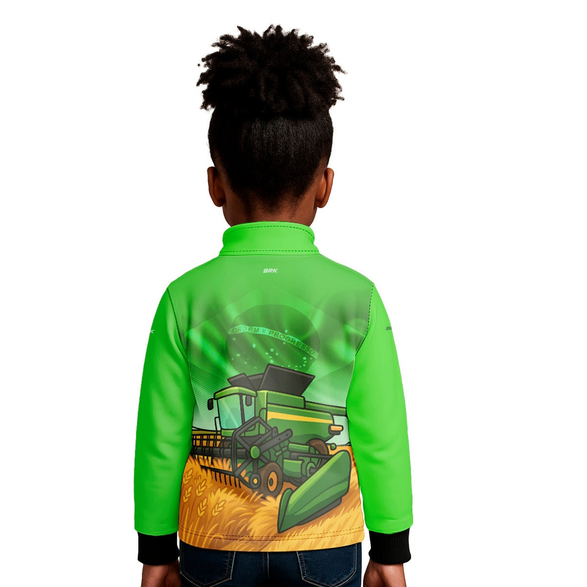 Camisa Agro Kids Brk Verde Colheitadeira com Proteção UV50 - Brk Agro