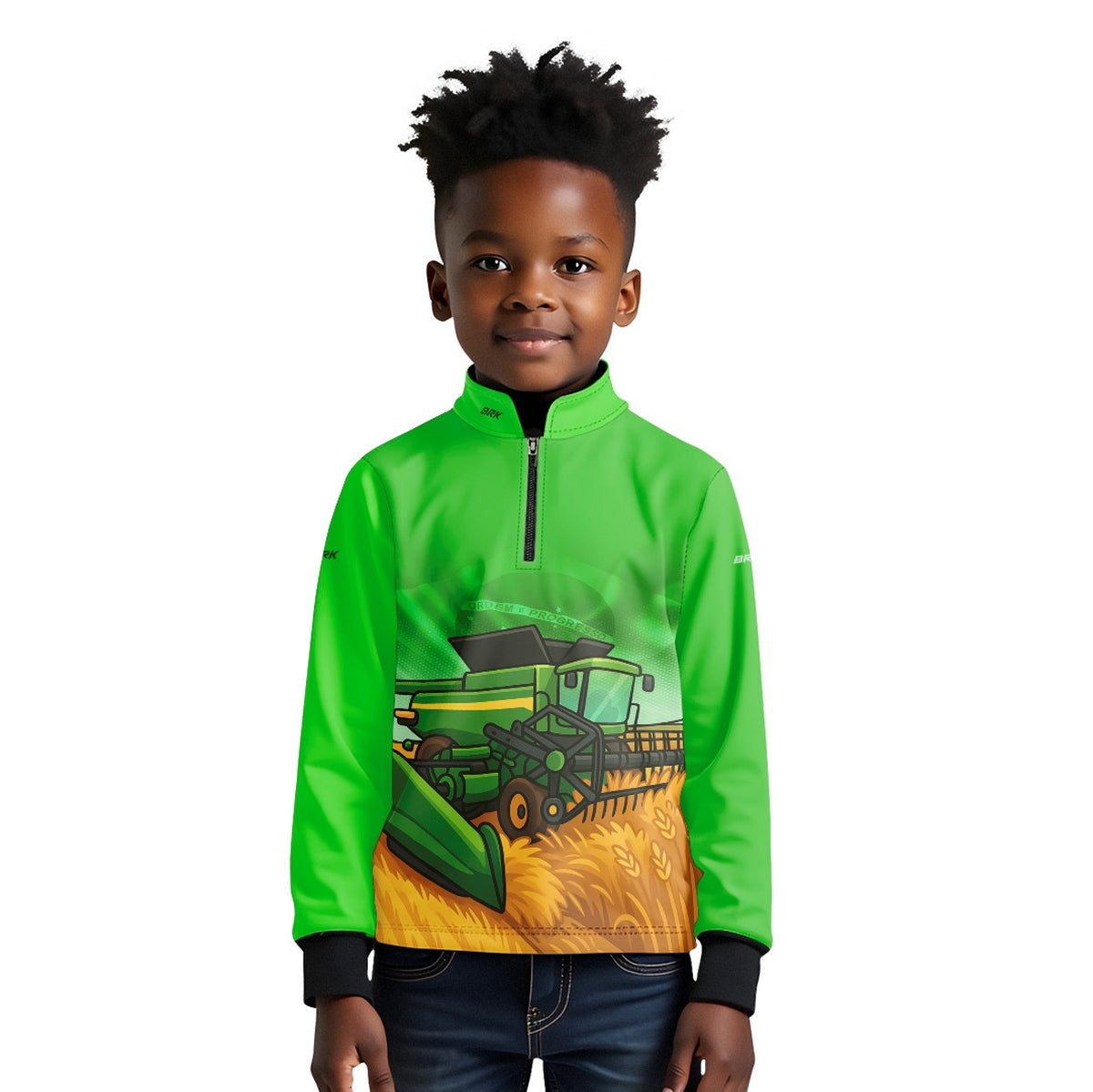 Camisa Agro Kids Brk Verde Colheitadeira com Proteção UV50 - Brk Agro