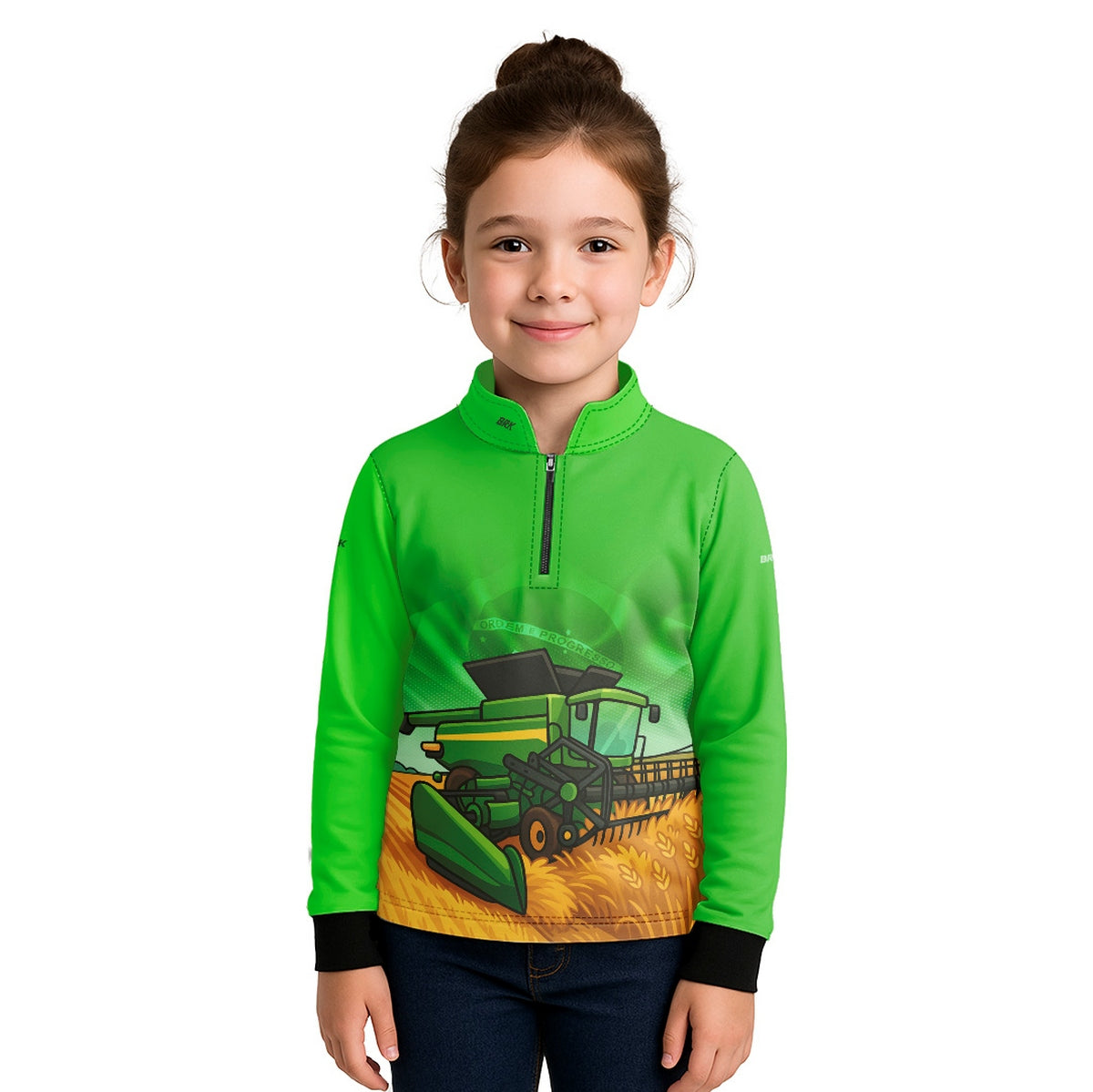 Camisa Agro Kids Brk Verde Colheitadeira com Proteção UV50 - Brk Agro