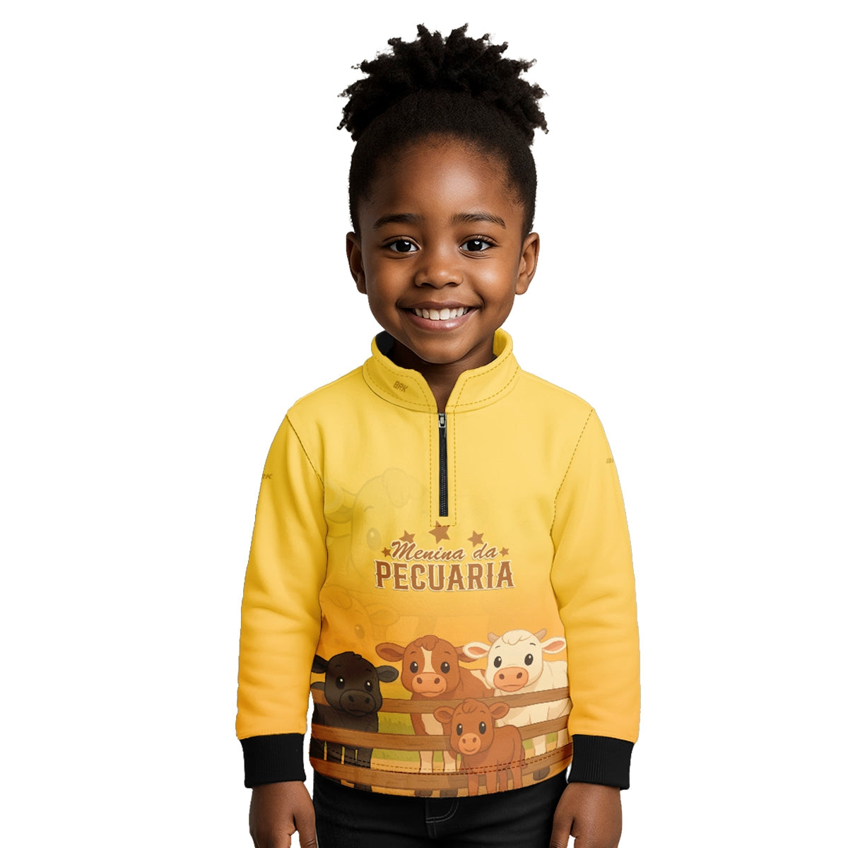 Camisa Agro Kids Brk Amarela Menina da Pecuária com Proteção UV50 - Brk Agro