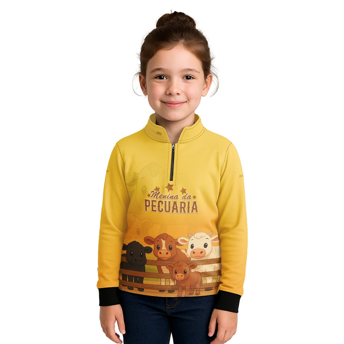 Camisa Agro Kids Brk Amarela Menina da Pecuária com Proteção UV50 - Brk Agro