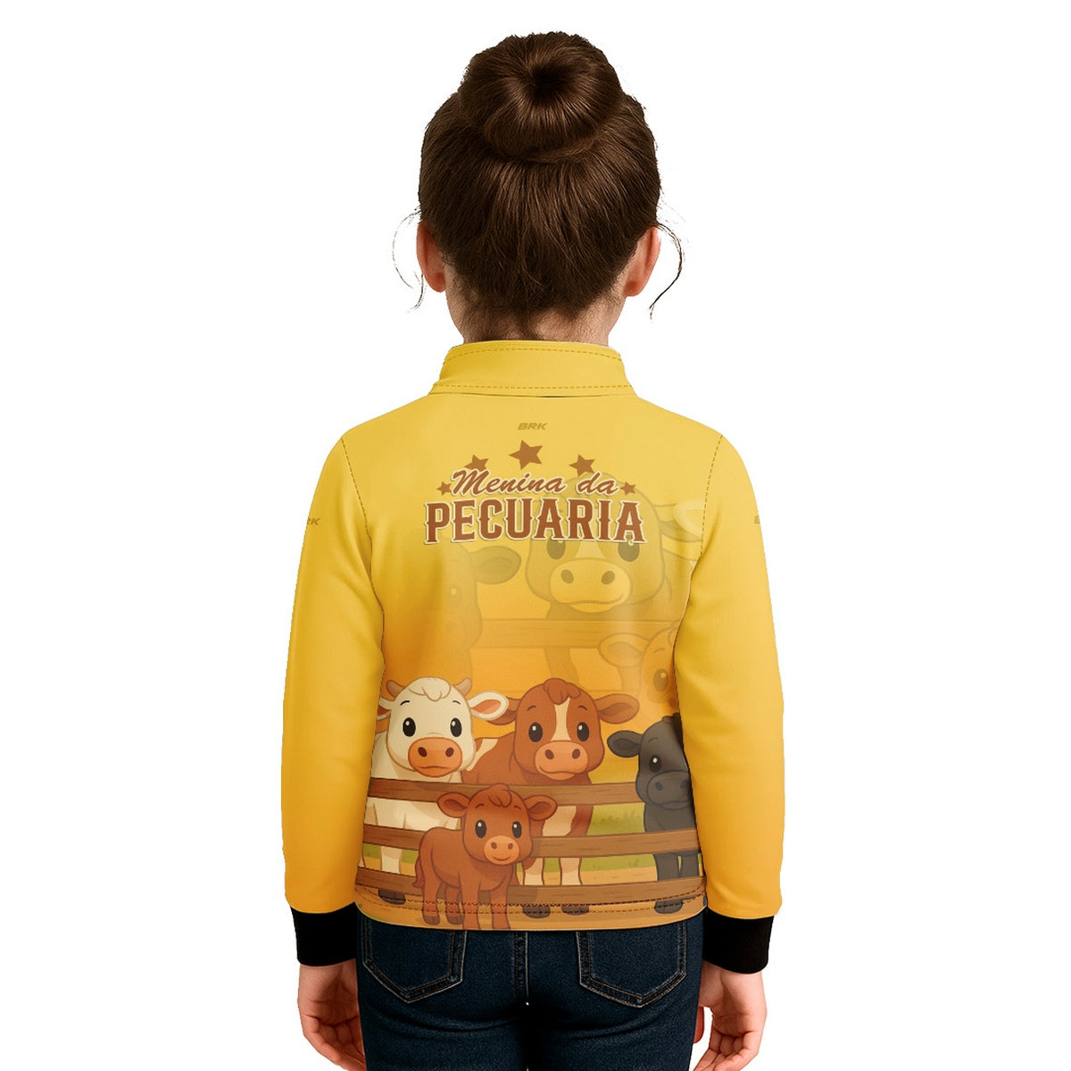 Camisa Agro Kids Brk Amarela Menina da Pecuária com Proteção UV50 - Brk Agro