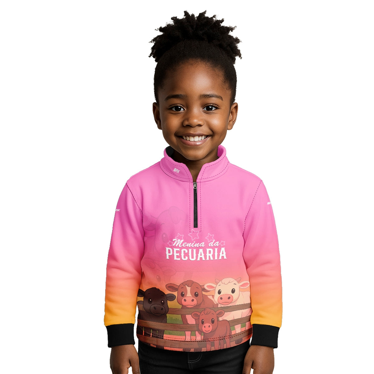 Camisa Agro Kids Brk Rosa Menina da Pecuária com Proteção UV50 - Brk Agro