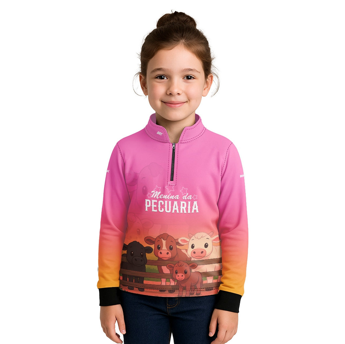 Camisa Agro Kids Brk Rosa Menina da Pecuária com Proteção UV50 - Brk Agro