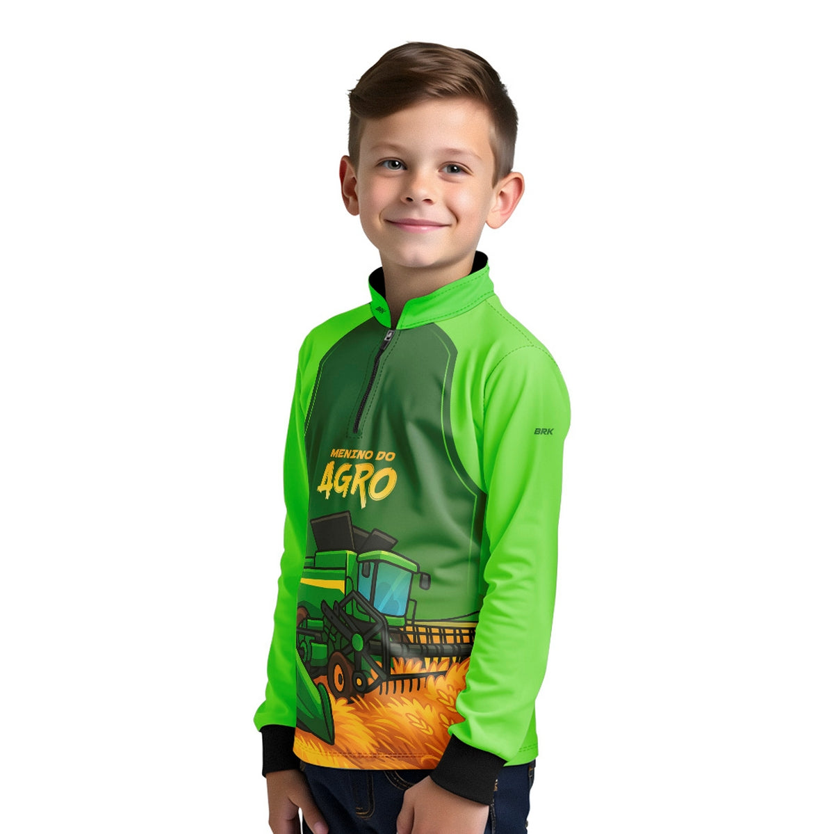 Camisa Agro Kids Brk Verde Menino do Agro com Proteção UV50 - Brk Agro