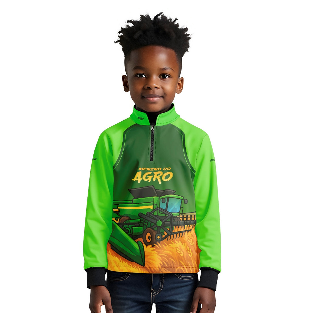 Camisa Agro Kids Brk Verde Menino do Agro com Proteção UV50 - Brk Agro
