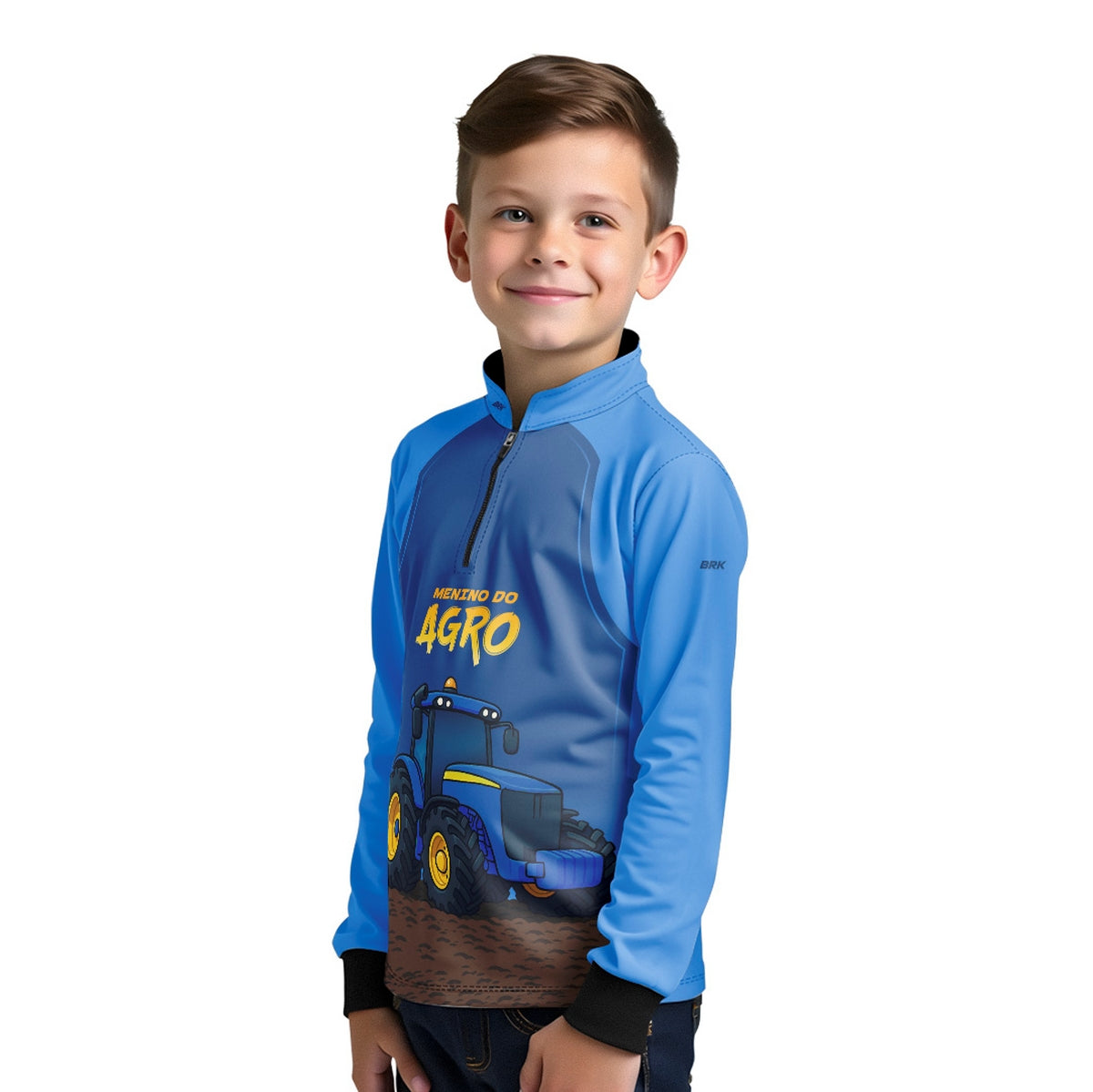 Camisa Agro Kids Brk Azul Menino do Agro com Proteção UV50 - Brk Agro