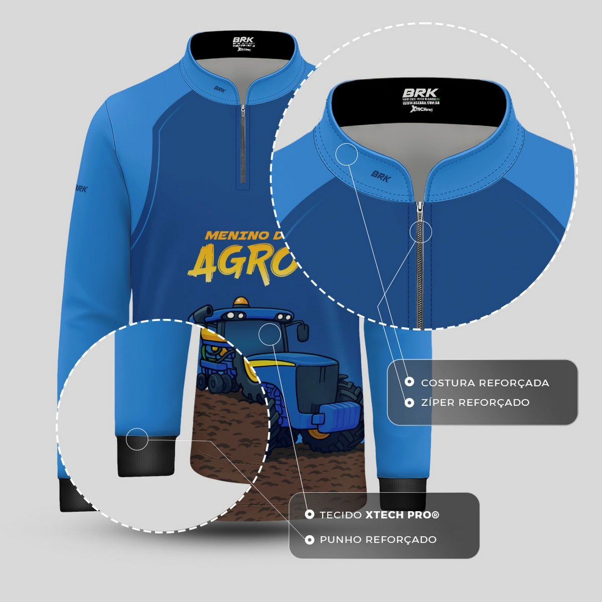 Camisa Agro Kids Brk Azul Menino do Agro com Proteção UV50 - Brk Agro