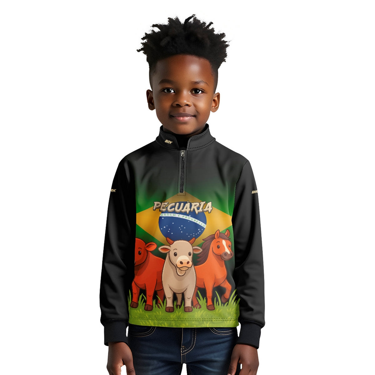 Camisa Agro Kids Brk Bandeira do Brasil Pecuária com Proteção UV50 - Brk Agro
