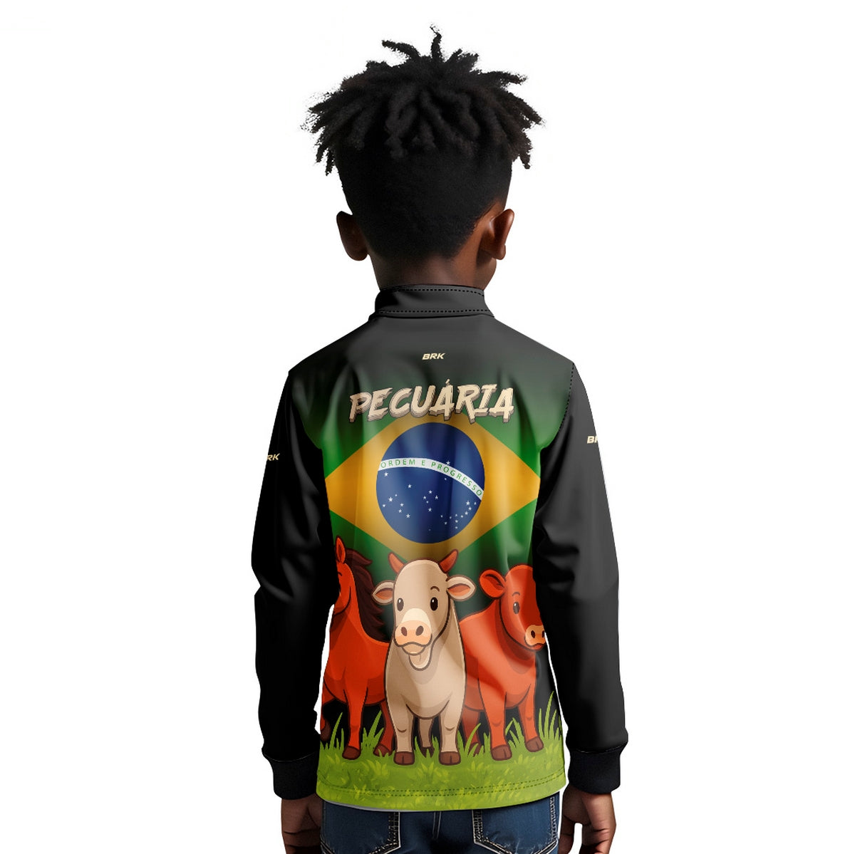 Camisa Agro Kids Brk Bandeira do Brasil Pecuária com Proteção UV50 - Brk Agro