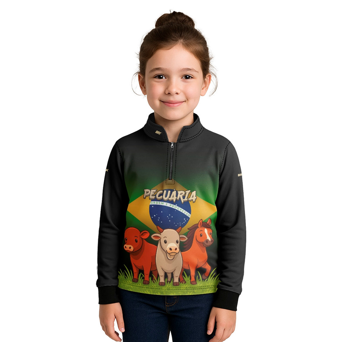 Camisa Agro Kids Brk Bandeira do Brasil Pecuária com Proteção UV50 - Brk Agro