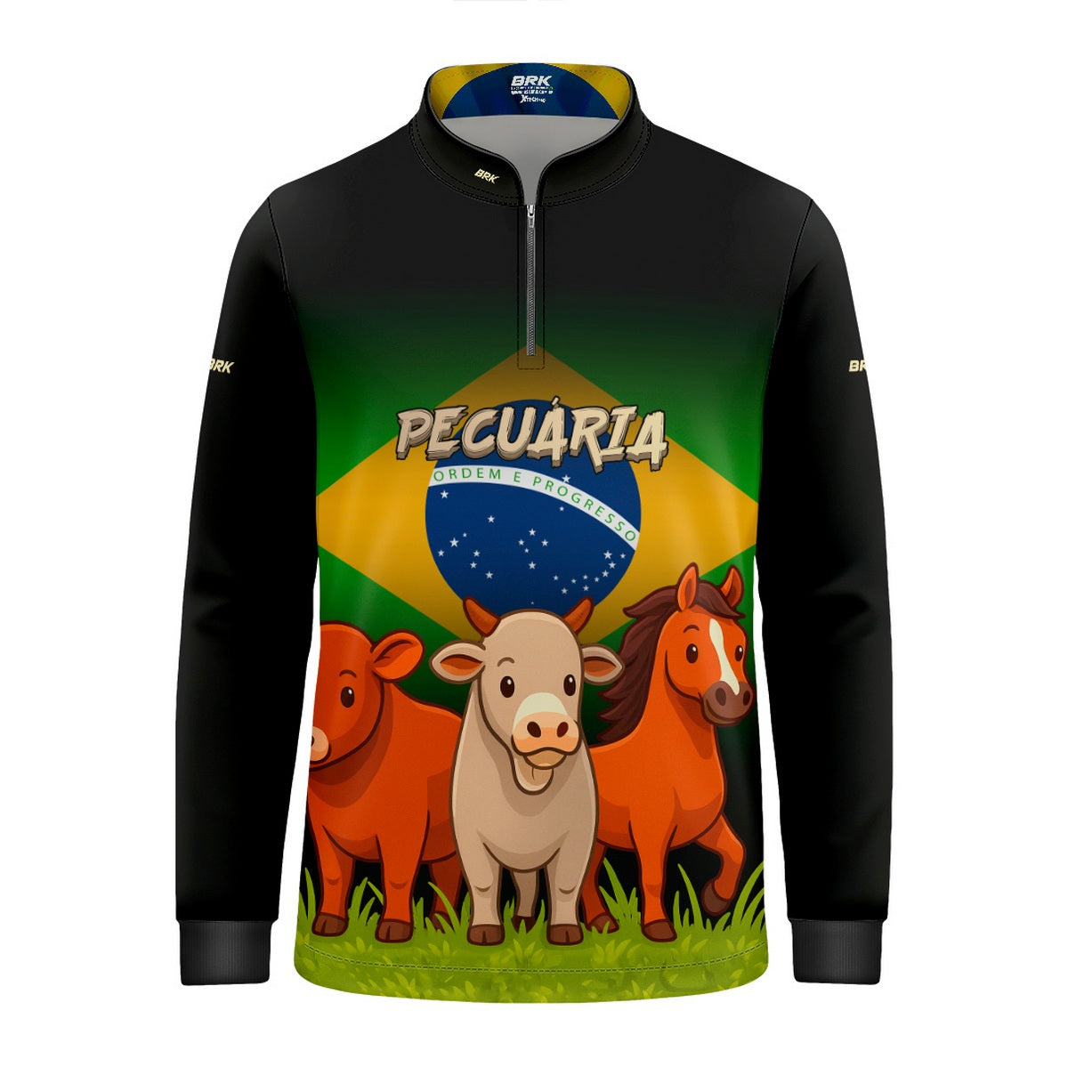 Camisa Agro Kids Brk Bandeira do Brasil Pecuária c/ UV50 + Revista para Colorir e Envio FULL