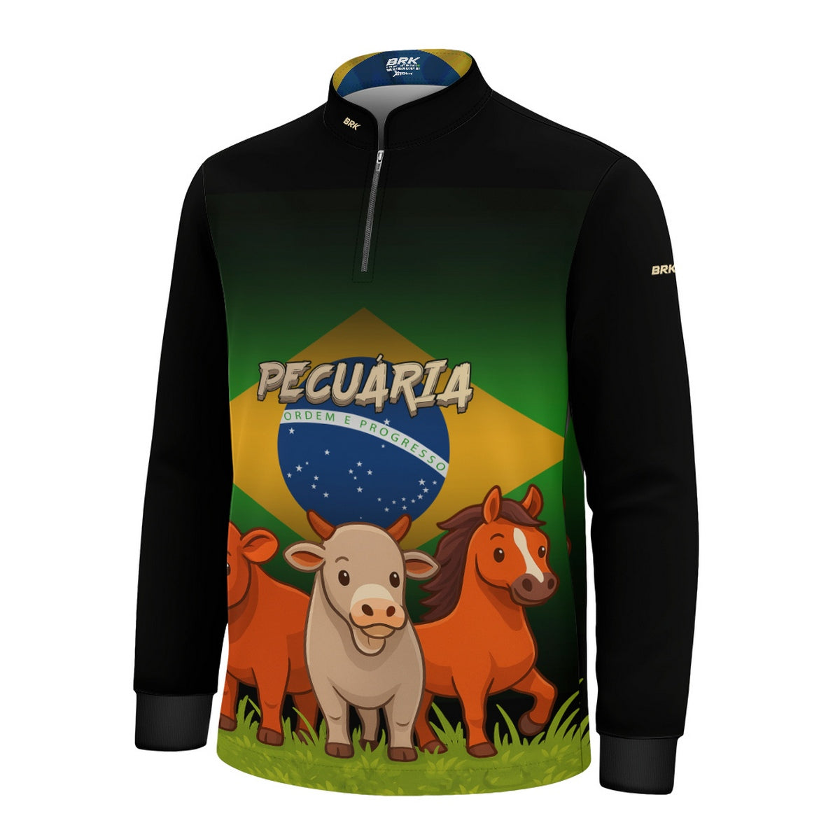 Camisa Agro Kids Brk Bandeira do Brasil Pecuária c/ UV50 + Revista para Colorir e Envio FULL