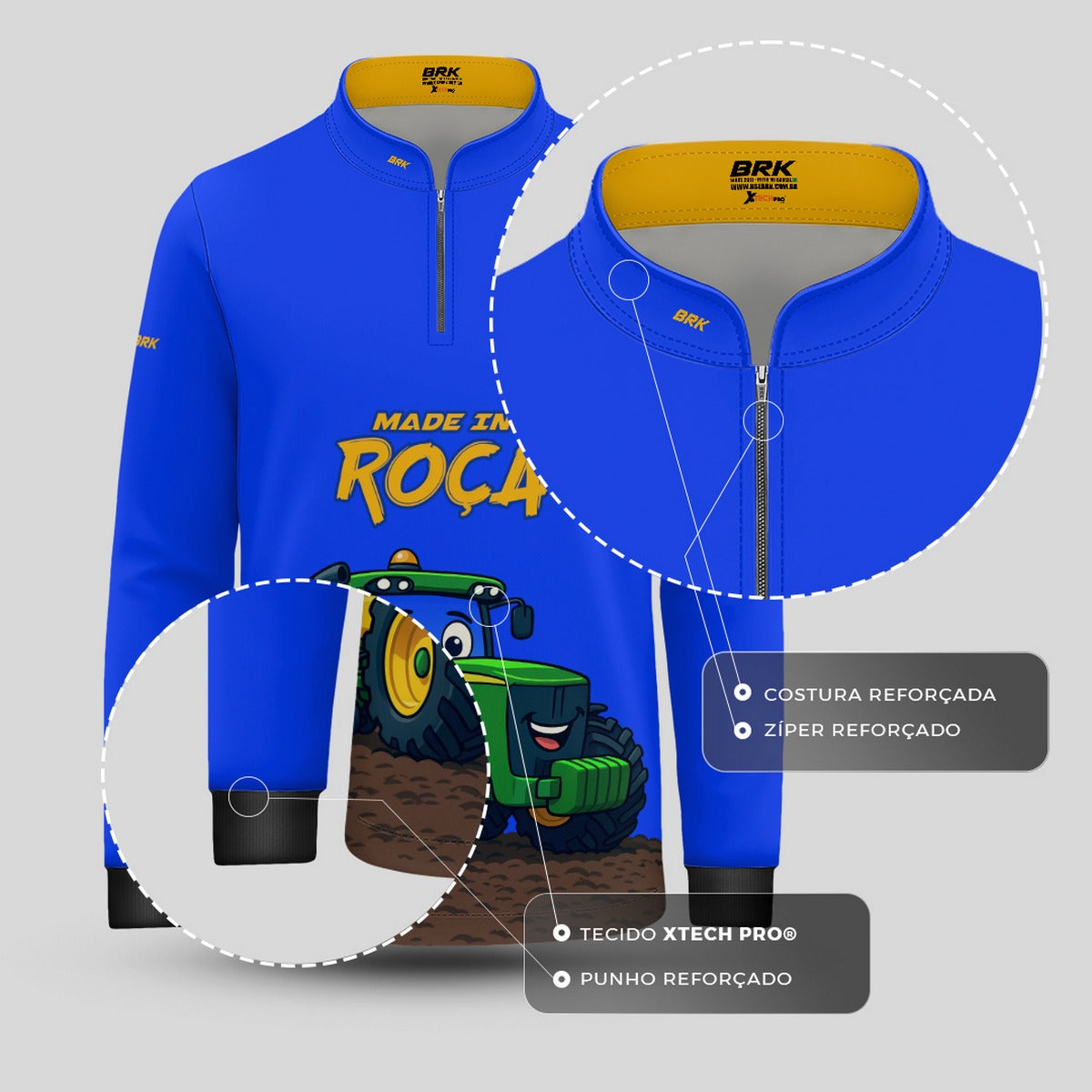 Camisa Agro Kids Brk Azul Made in Roça com Proteção UV50 - Brk Agro