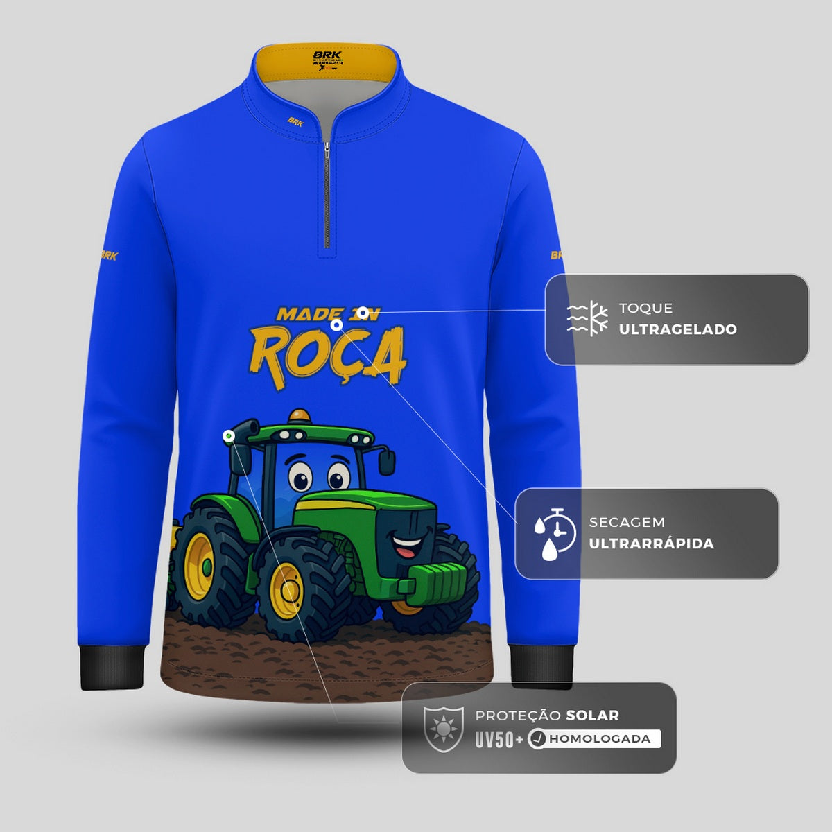 Camisa Agro Kids Brk Azul Made in Roça com Proteção UV50 - Brk Agro