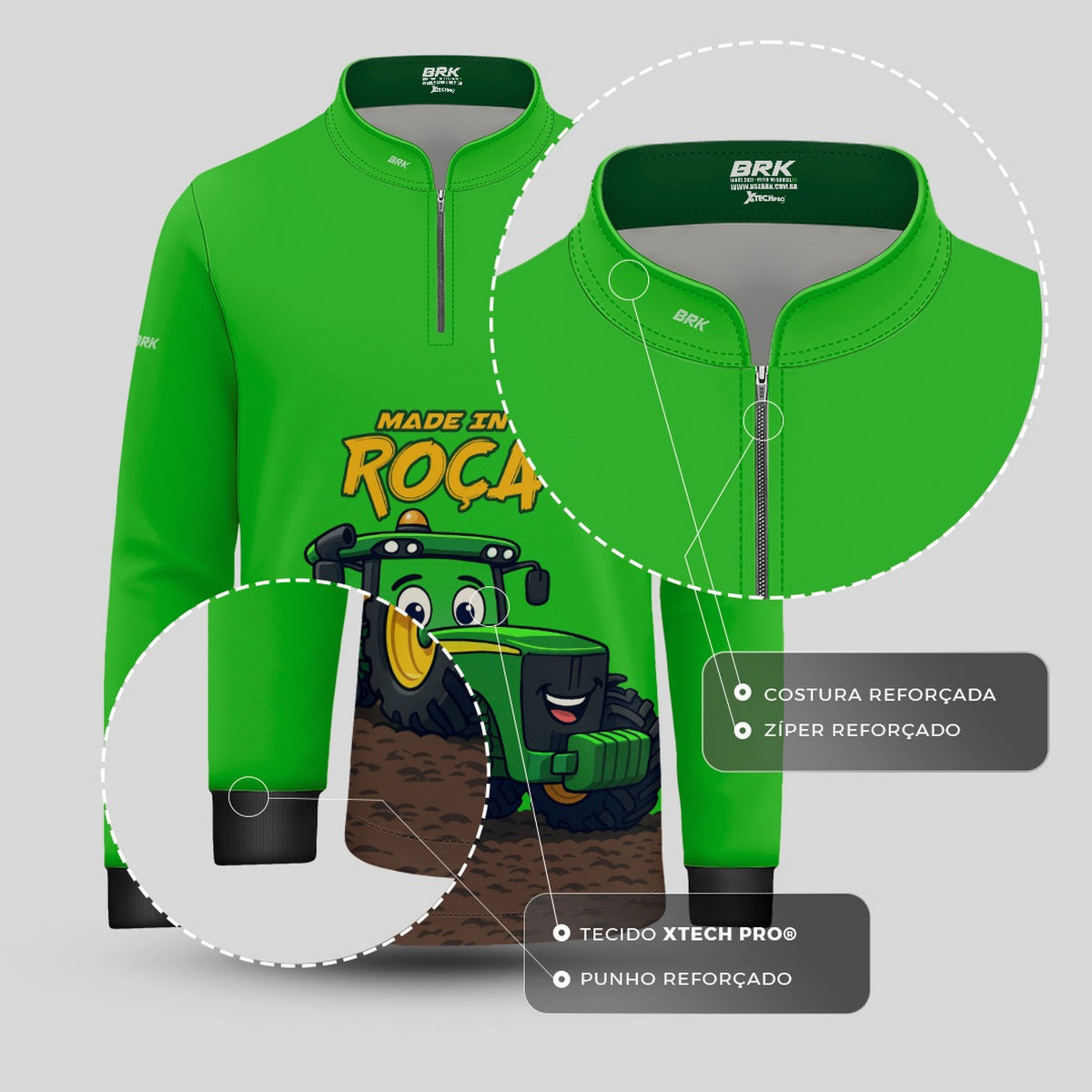 Camisa Agro Kids Brk Verde Made in Roça com Proteção UV50 - Brk Agro