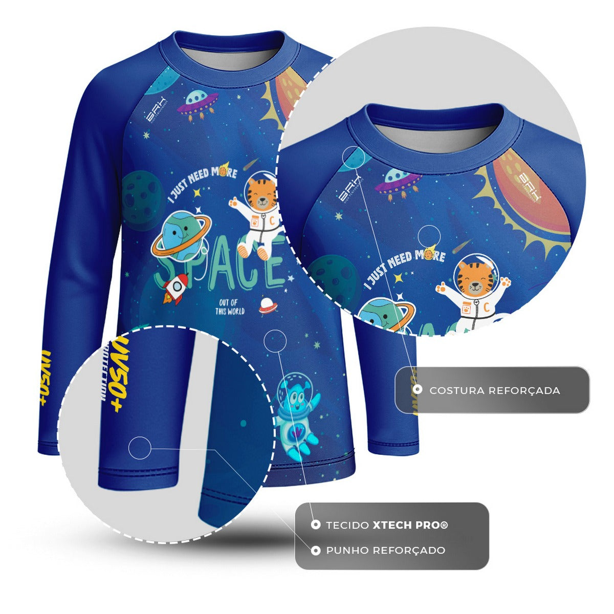 Camisa de Pesca Kids Brk Gatinho Astronauta com Proteção UV50 - Brk Agro