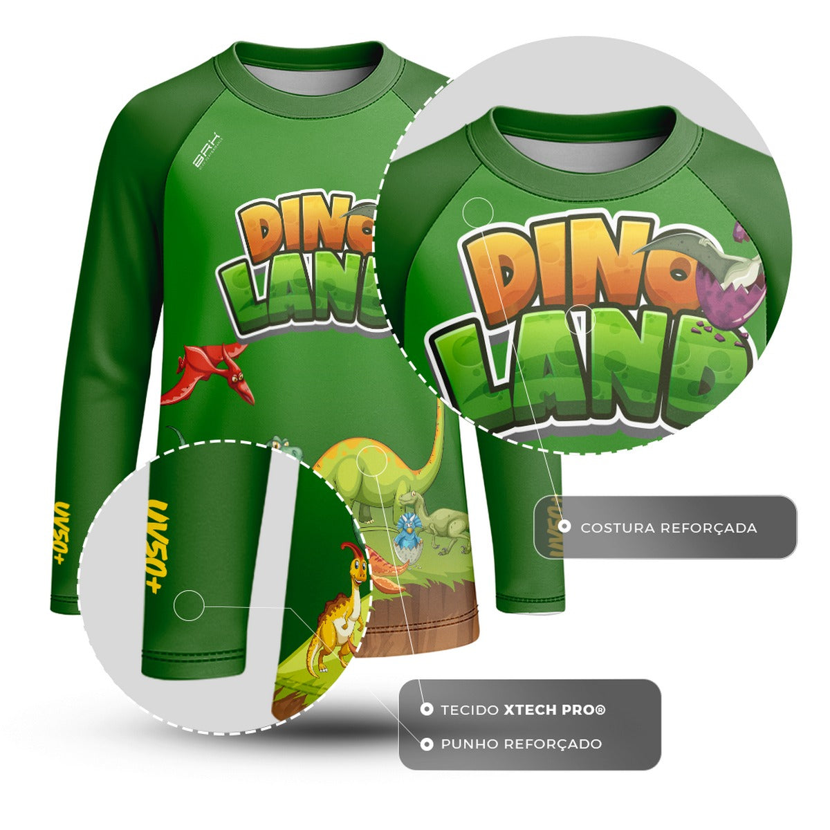 Camisa de Pesca Kids Brk Dino Land com Proteção UV50 - Brk Agro