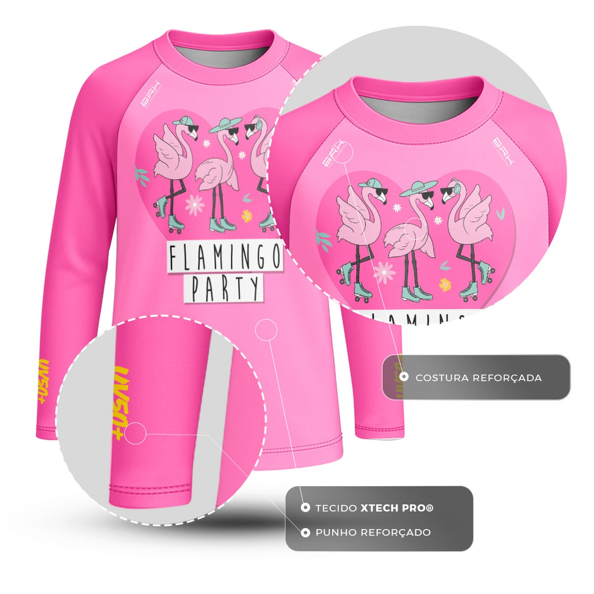 Camisa de Pesca Kids Brk Festa de Flamingos com Proteção UV50 - Brk Agro