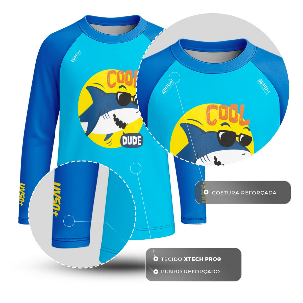 Camisa de Pesca Kids Brk Tubarão Descolado com Proteção UV50 - Brk Agro