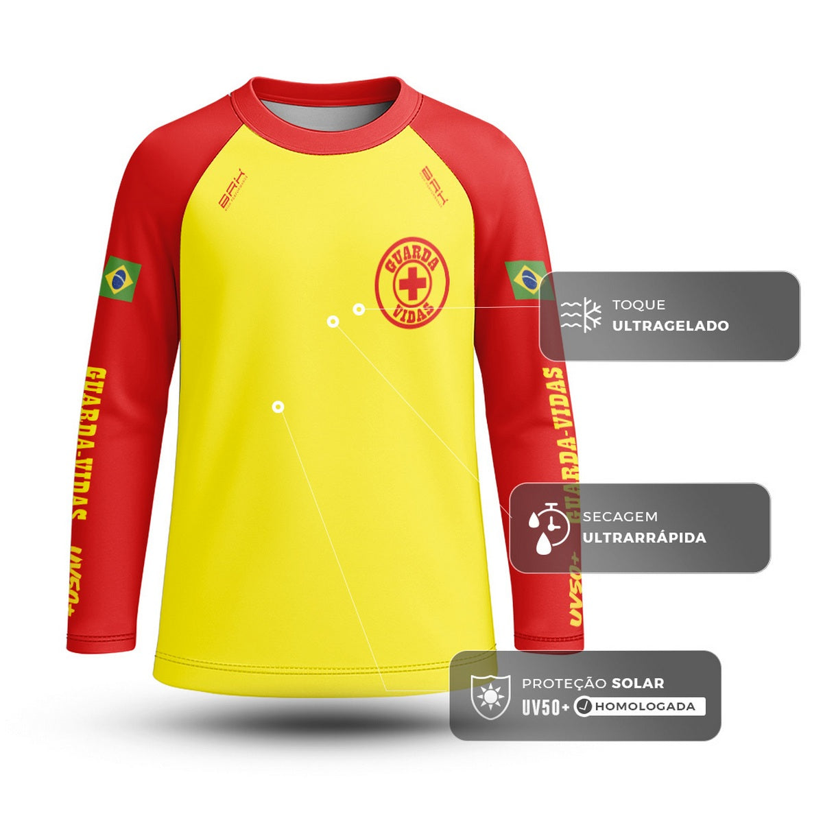 Camisa de Pesca Kids Brk Salva Vidas Mirim com Proteção UV50 - Brk Agro