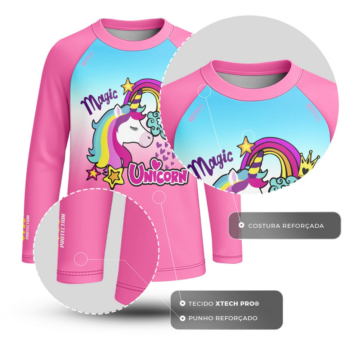 Camisa de Pesca Kids Brk Unicórnios com Proteção UV50 - Brk Agro