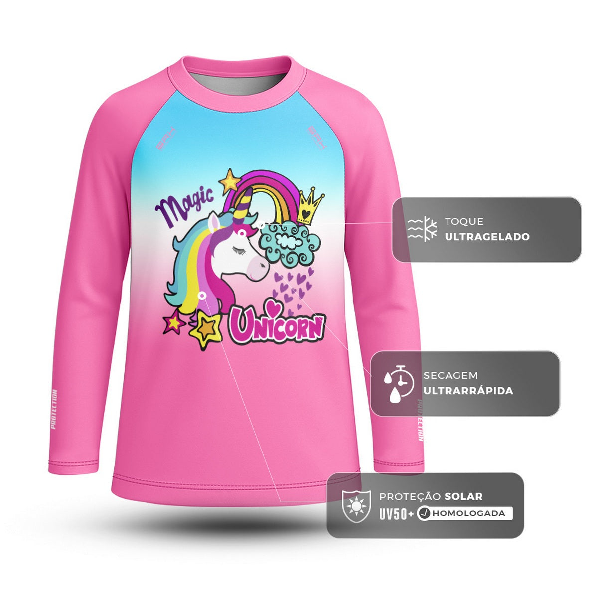 Camisa de Pesca Kids Brk Unicórnios com Proteção UV50 - Brk Agro