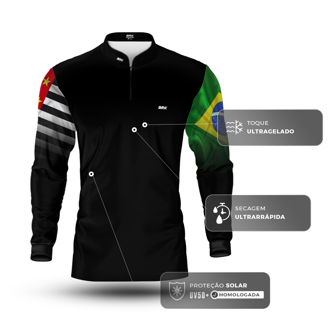 Camisa Agro Brk São Paulo Brasil com Proteção Solar UV50+ - Brk Agro