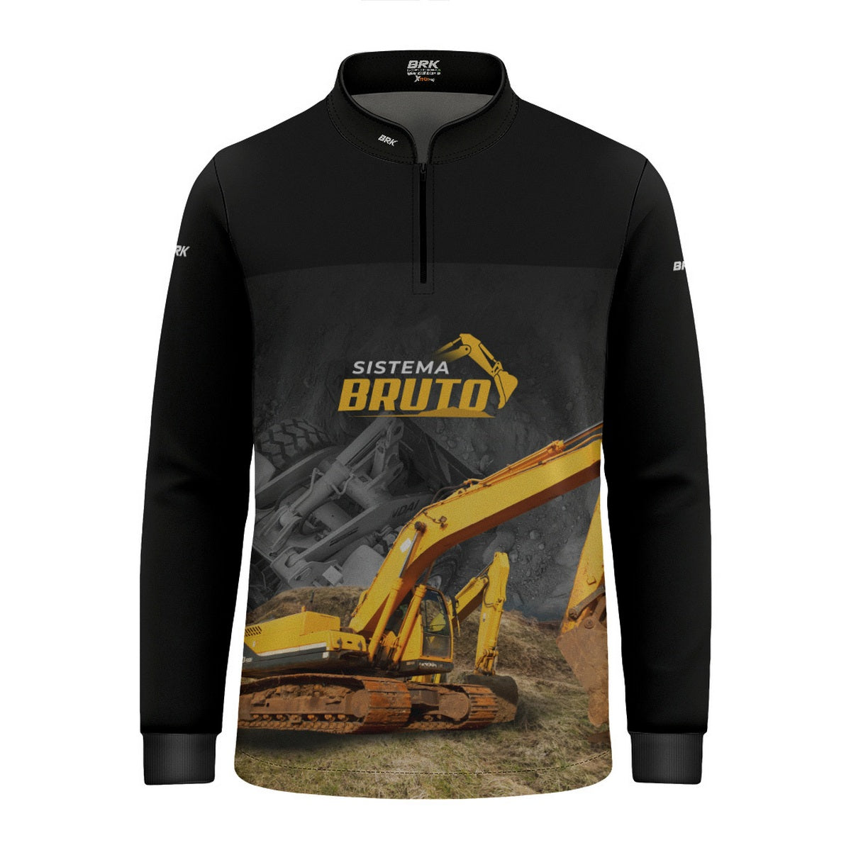 Camisa Agro Infantil Brk Preto e Amarelo Terraplanagem com Proteção UV50+ - Brk Agro