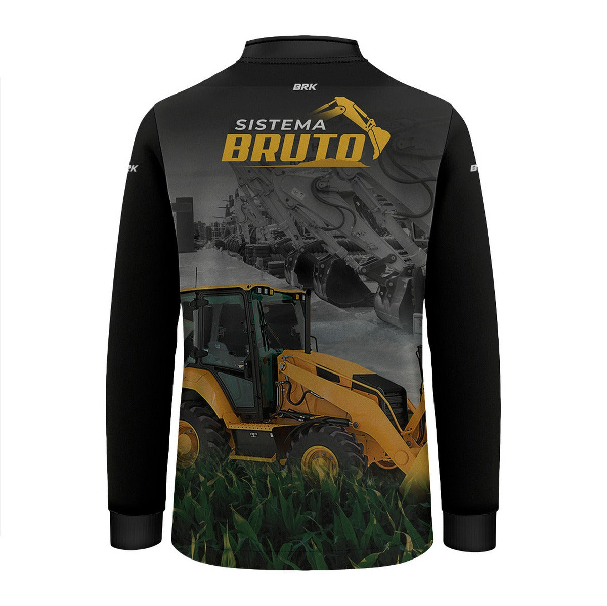 Camisa Agro Infantil Brk Preto e Amarelo Terraplanagem com Proteção UV50+ - Brk Agro