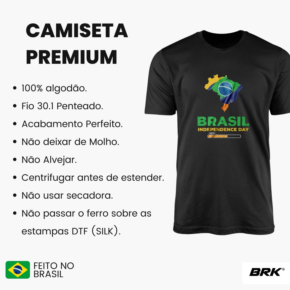 Camiseta Agro Brk Dia da Independência Bandeira Brasil com Algodão Premium - Brk Agro