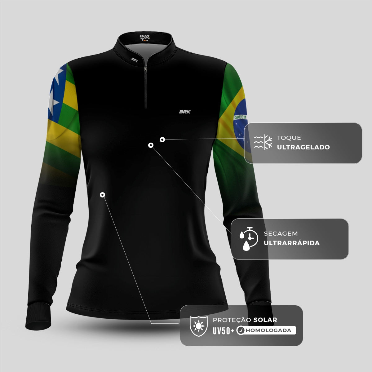 Camisa Feminina Brk Goiás Brasil com Proteção Solar UV50+ - Brk Agro